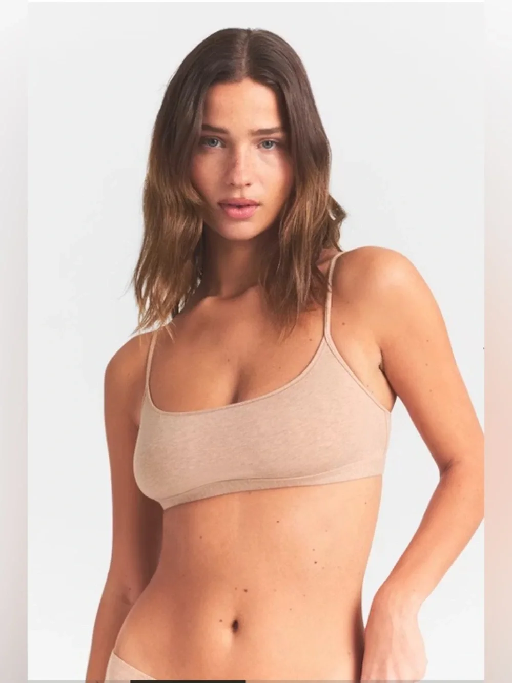 SKIMS Everyday Cotton Scoop Bralette•CLAY-HEATHER•M•BNWT IN POLY BAG